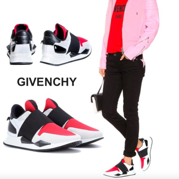 Givenchy Shoes - GIVENCHY Runner Leather LOGO Sneaker Red Black
